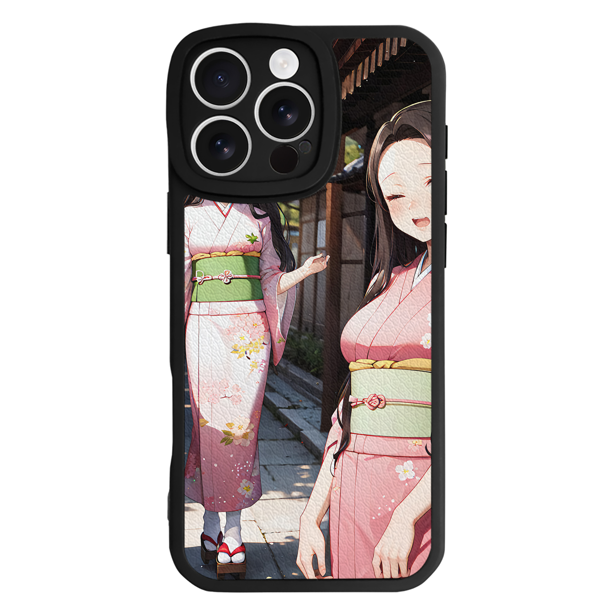 （画像用） 鬼滅の刃（きめつのやいば）竈門 禰󠄀豆子／かまど ねずこ Kamado Nezuko 【iPhone 16シリーズ対応】シリコンスマホケース（レザー調） 材質：シリコン